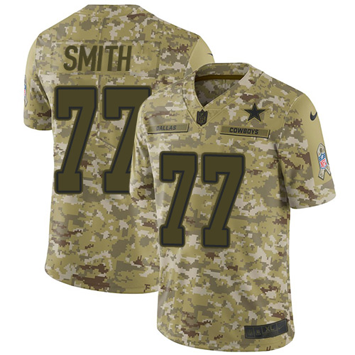 Nike Cowboys #77 Tyron Smith Camo Men's Stitched NFL Limited 2018 Salute To Service Jersey - Click Image to Close