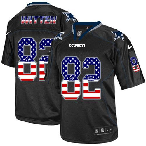 Nike Cowboys #82 Jason Witten Black Men's Stitched NFL Elite USA Flag Fashion Jersey - Click Image to Close