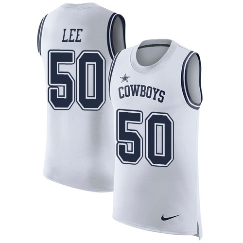 Nike Cowboys #50 Sean Lee White Men's Stitched NFL Limited Rush Tank Top Jersey - Click Image to Close