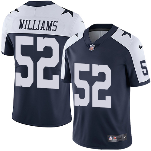 Nike Cowboys #52 Connor Williams Navy Blue Thanksgiving Men's Stitched NFL Vapor Untouchable Limited Throwback Jersey - Click Image to Close