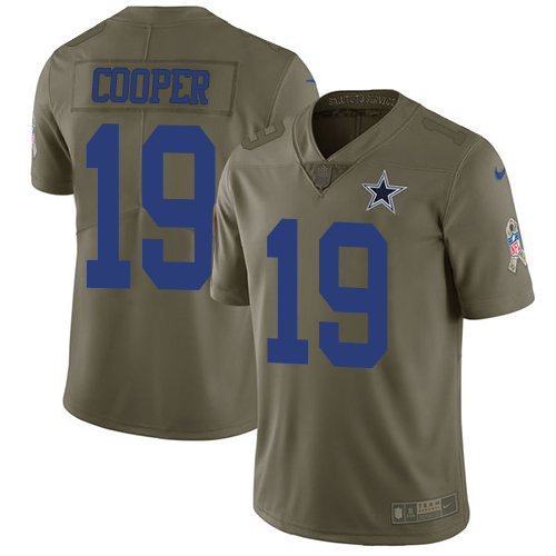 Nike Cowboys #19 Amari Cooper Olive Men's Stitched NFL Limited 2017 Salute To Service Jersey