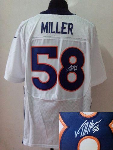 Nike Broncos #58 Von Miller White Men's Stitched NFL Elite Autographed Jersey