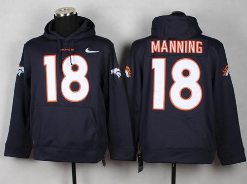 Denver Broncos #18 Peyton Manning Blue Pullover Hoodie - Click Image to Close