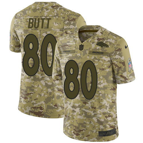 Nike Broncos #80 Jake Butt Camo Men's Stitched NFL Limited 2018 Salute To Service Jersey - Click Image to Close