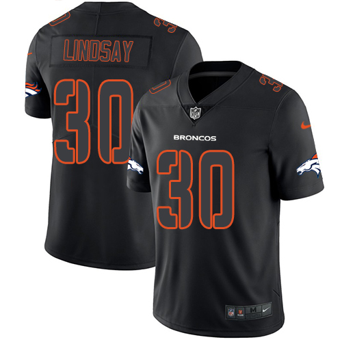 Nike Broncos #30 Phillip Lindsay Black Men's Stitched NFL Limited Rush Impact Jersey - Click Image to Close