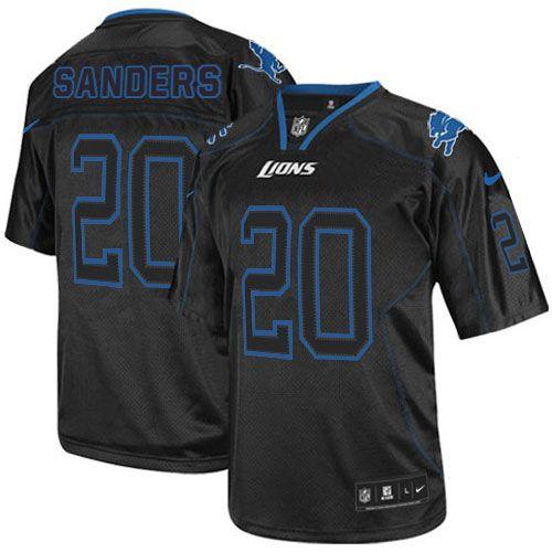 Nike Lions #20 Barry Sanders Lights Out Black Men's Stitched NFL Elite Jersey - Click Image to Close