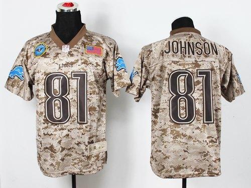 Nike Lions #81 Calvin Johnson Camo Men's Stitched NFL New Elite USMC Jersey