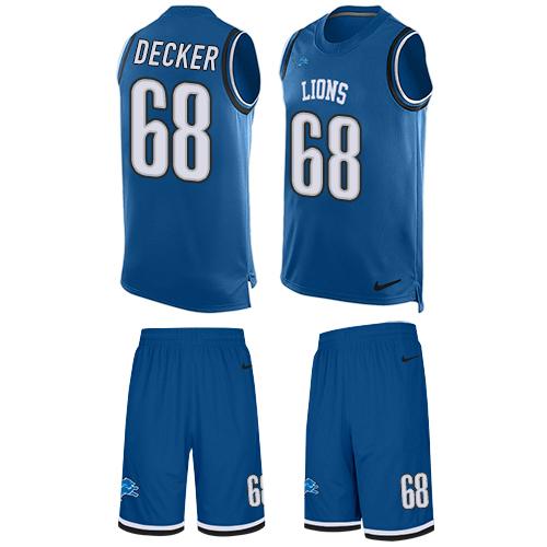 Nike Lions #68 Taylor Decker Blue Team Color Men's Stitched NFL Limited Tank Top Suit Jersey - Click Image to Close