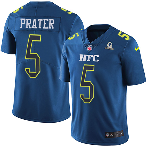 Nike Lions #5 Matt Prater Navy Men's Stitched NFL Limited NFC 2017 Pro Bowl Jersey - Click Image to Close