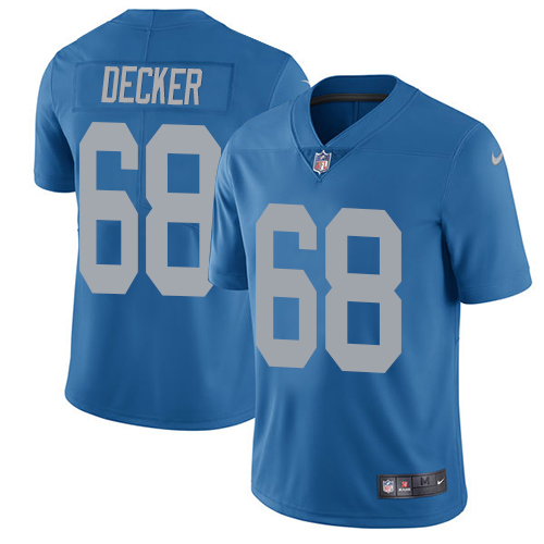 Nike Lions #68 Taylor Decker Blue Throwback Men's Stitched NFL Vapor Untouchable Limited Jersey - Click Image to Close