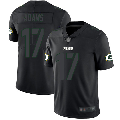 Packers #17 Davante Adams Black Men's Stitched Football Limited Rush Impact Jersey - Click Image to Close