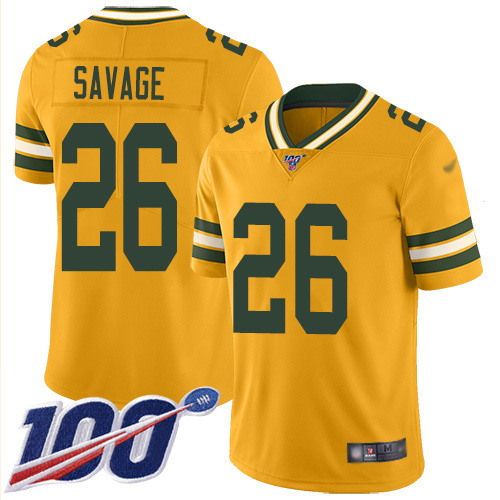 Packers #26 Darnell Savage Gold Men's Stitched Football Limited Inverted Legend 100th Season Jersey - Click Image to Close