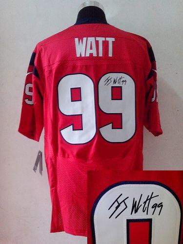 Nike Texans #99 J.J. Watt Red Alternate Men's Stitched NFL Elite Autographed Jersey - Click Image to Close