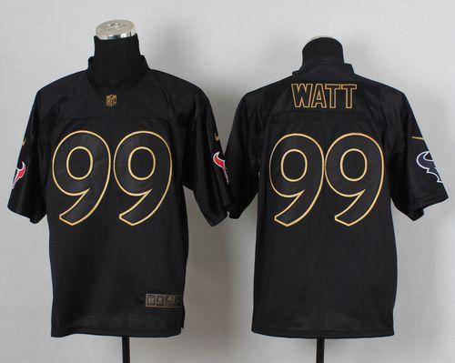 Nike Texans #99 J.J. Watt Black Gold No. Fashion Men's Stitched NFL Elite Jersey - Click Image to Close