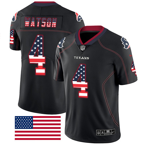 Nike Texans #4 Deshaun Watson Black Men's Stitched NFL Limited Rush USA Flag Jersey - Click Image to Close