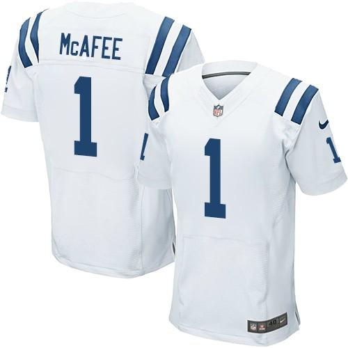 Nike Colts #1 Pat McAfee White Men's Stitched NFL Elite Jersey - Click Image to Close