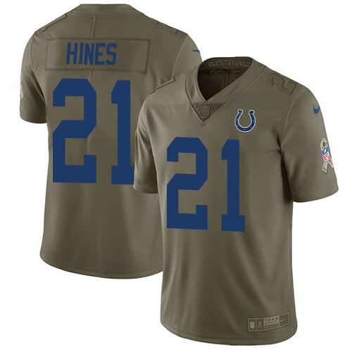 Nike Colts #21 Nyheim Hines Olive Men's Stitched NFL Limited 2017 Salute To Service Jersey - Click Image to Close