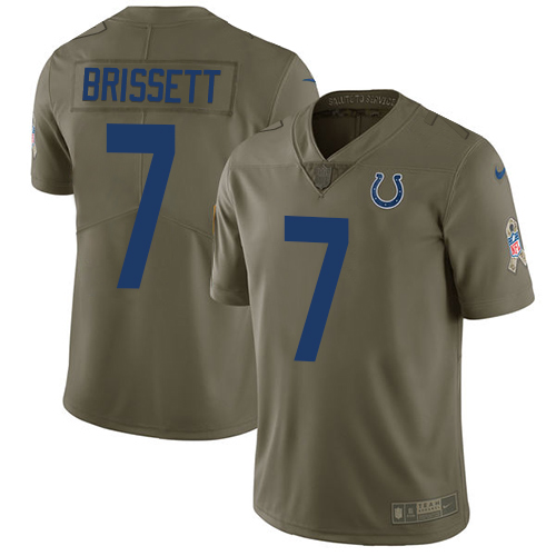 Nike Colts #7 Jacoby Brissett Olive Men's Stitched NFL Limited 2017 Salute to Service Jersey - Click Image to Close