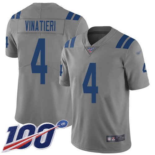 Colts #4 Adam Vinatieri Gray Men's Stitched Football Limited Inverted Legend 100th Season Jersey - Click Image to Close