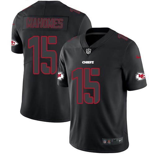 Nike Chiefs #15 Patrick Mahomes Black Men's Stitched NFL Limited Rush Impact Jersey - Click Image to Close