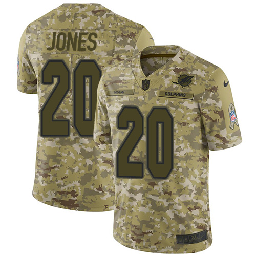 Nike Dolphins #20 Reshad Jones Camo Men's Stitched NFL Limited 2018 Salute To Service Jersey - Click Image to Close