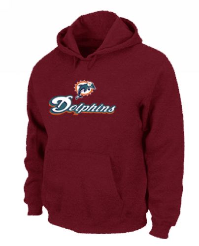 Miami Dolphins Authentic Logo Pullover Hoodie Red - Click Image to Close