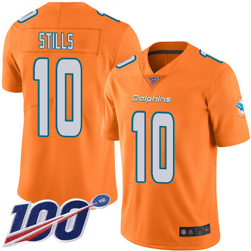 Dolphins #10 Kenny Stills Orange Men's Stitched Football Limited Rush 100th Season Jersey - Click Image to Close