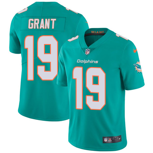 Nike Dolphins #19 Jakeem Grant Aqua Green Team Color Men's Stitched NFL Vapor Untouchable Limited Jersey - Click Image to Close