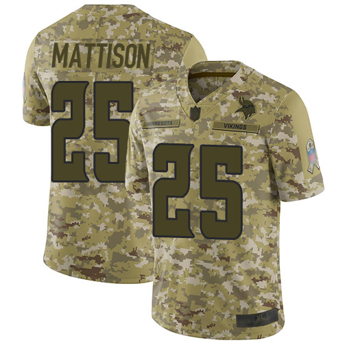 Vikings #25 Alexander Mattison Camo Men's Stitched Football Limited 2018 Salute To Service Jersey