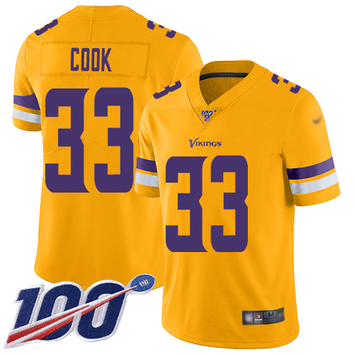 Vikings #33 Dalvin Cook Gold Men's Stitched Football Limited Inverted Legend 100th Season Jersey - Click Image to Close