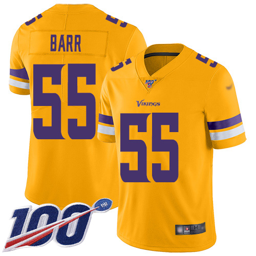 Vikings #55 Anthony Barr Gold Men's Stitched Football Limited Inverted Legend 100th Season Jersey - Click Image to Close