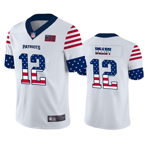 Patriots #12 Tom Brady White Men's Stitched Football Limited Independence Day Jersey - Click Image to Close