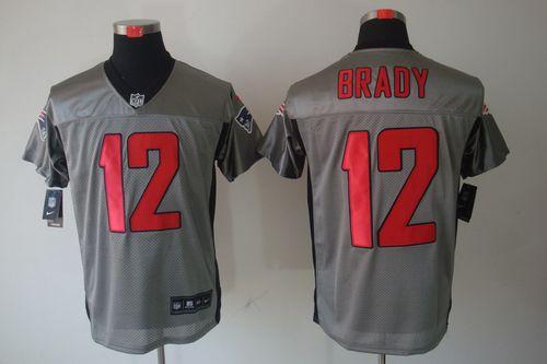 Nike Patriots #12 Tom Brady Grey Shadow Men's Stitched NFL Elite Jersey - Click Image to Close