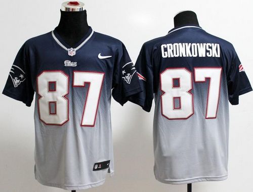 Nike Patriots #87 Rob Gronkowski Navy Blue/Grey Men's Stitched NFL Elite Fadeaway Fashion Jersey