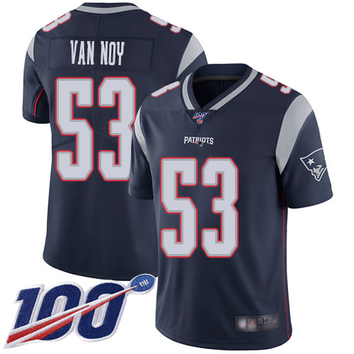 Patriots #53 Kyle Van Noy Navy Blue Team Color Men's Stitched Football 100th Season Vapor Limited Jersey - Click Image to Close