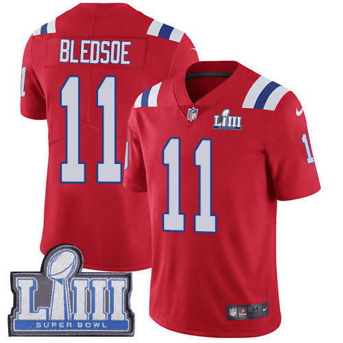 Nike Patriots #11 Drew Bledsoe Red Alternate Super Bowl LIII Bound Men's Stitched NFL Vapor Untouchable Limited Jersey - Click Image to Close