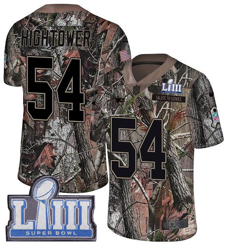 Nike Patriots #54 Dont'a Hightower Camo Super Bowl LIII Bound Men's Stitched NFL Limited Rush Realtree Jersey