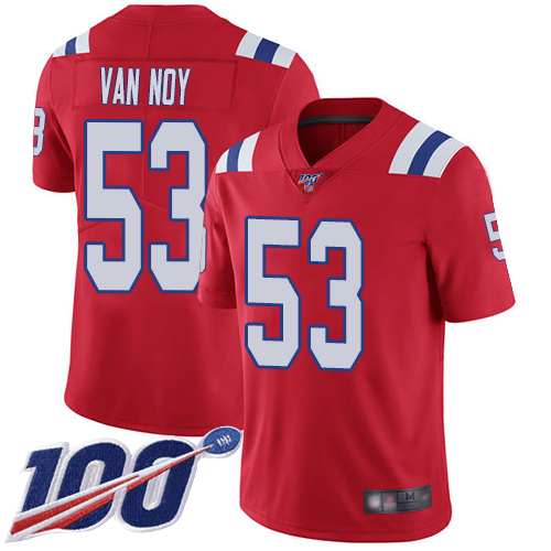 Patriots #53 Kyle Van Noy Red Alternate Men's Stitched Football 100th Season Vapor Limited Jersey - Click Image to Close