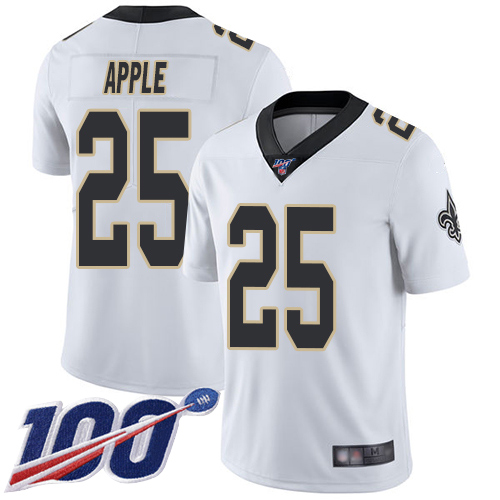 Saints #25 Eli Apple White Men's Stitched Football 100th Season Vapor Limited Jersey