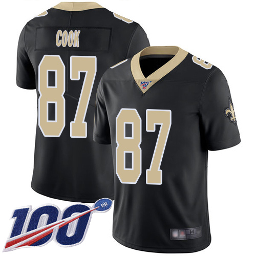 Saints #87 Jared Cook Black Team Color Men's Stitched Football 100th Season Vapor Limited Jersey