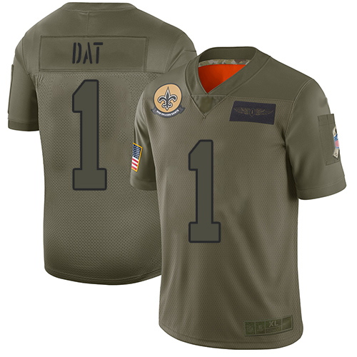 Saints #1 Who Dat Camo Men's Stitched Football Limited 2019 Salute To Service Jersey - Click Image to Close