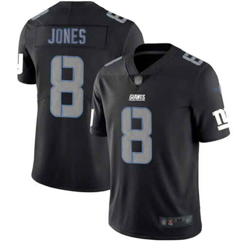 Giants #8 Daniel Jones Black Men's Stitched Football Limited Rush Impact Jersey