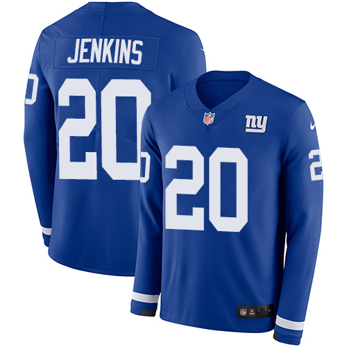 Nike Giants #20 Janoris Jenkins Royal Blue Team Color Men's Stitched NFL Limited Therma Long Sleeve Jersey - Click Image to Close