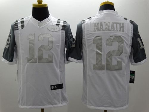 Nike Jets #12 Joe Namath White Men's Stitched NFL Limited Platinum Jersey