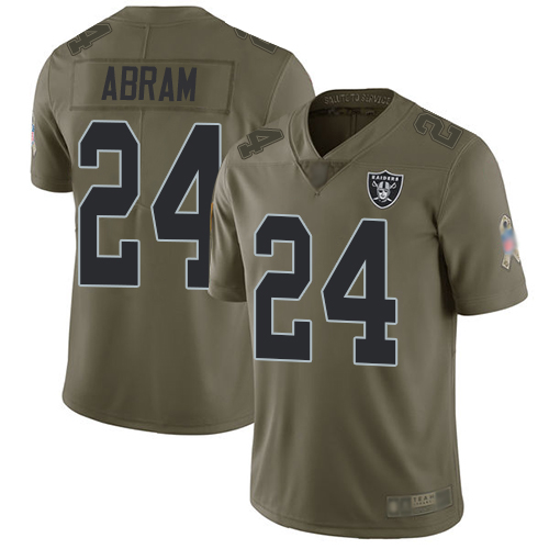 Raiders #24 Johnathan Abram Olive Men's Stitched Football Limited 2017 Salute To Service Jersey - Click Image to Close