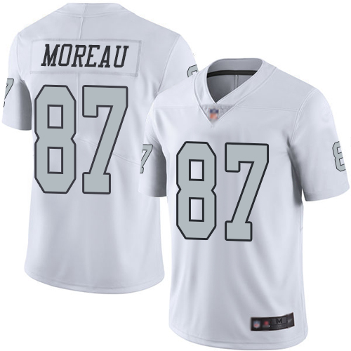 Raiders #87 Foster Moreau White Men's Stitched Football Limited Rush Jersey - Click Image to Close