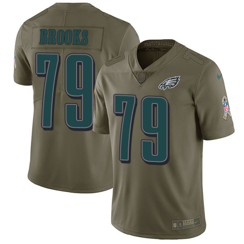 Nike Eagles #79 Brandon Brooks Olive Men's Stitched NFL Limited 2017 Salute To Service Jersey - Click Image to Close