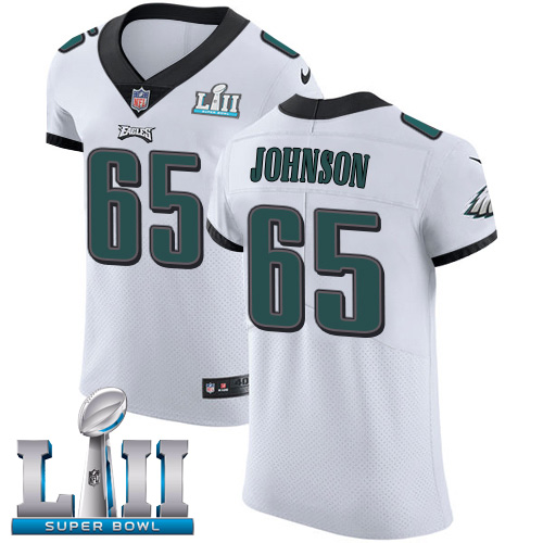 Nike Eagles #65 Lane Johnson White Super Bowl LII Men's Stitched NFL Vapor Untouchable Elite Jersey - Click Image to Close