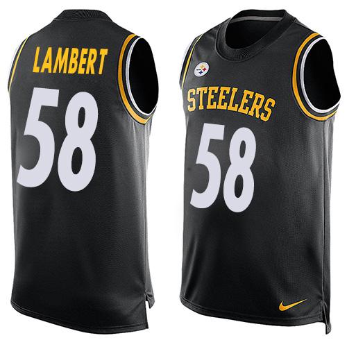 Nike Steelers #58 Jack Lambert Black Team Color Men's Stitched NFL Limited Tank Top Jersey - Click Image to Close