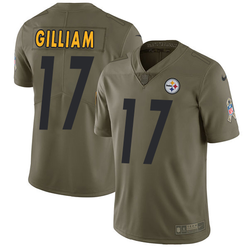 Nike Steelers #17 Joe Gilliam Olive Men's Stitched NFL Limited 2017 Salute to Service Jersey - Click Image to Close